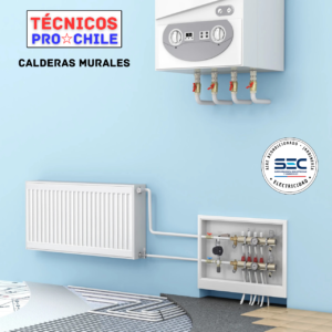 Instalación de caldera mural y sistema de calefacción central por radiadores y losa radiante en casas de Chicureo y Colina, Técnicos Pro Chile.